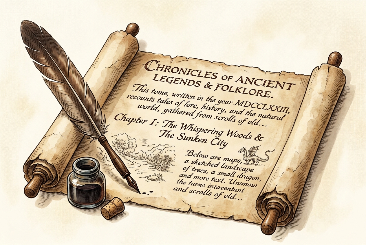 Feather quill and inkpot